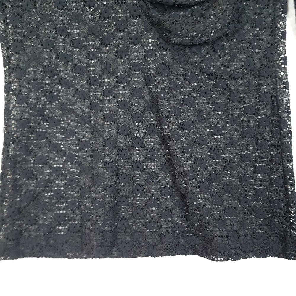 Ganni Lace Top Womens Medium Black Floral Sheer Long Sleeve Ruched - Picture 8 of 16